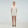 Self-portrait READY TO WEAR Lattice Embroidered Cotton Playsuit