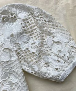 Self-portrait READY TO WEAR Lattice Embroidered Cotton Playsuit