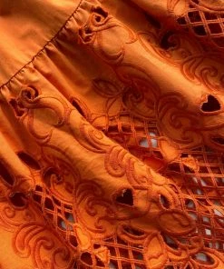 Self-portrait READY TO WEAR Lattice Embroidered Cotton Midi Dress