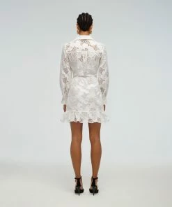 Self-portrait Floral Embroidered Cotton Wrap Dress READY TO WEAR