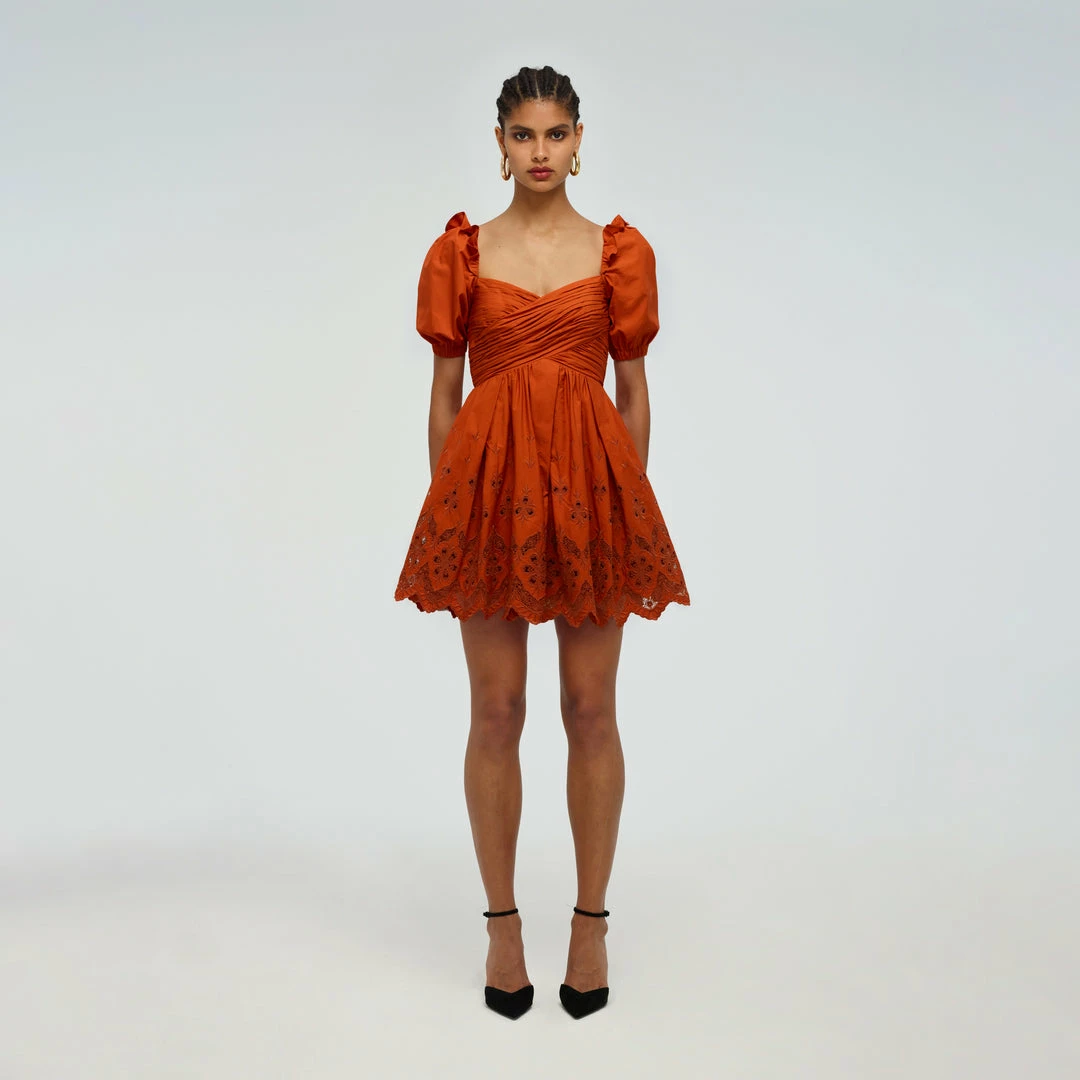 Self-portrait READY TO WEAR Floral Broderie Mini Dress