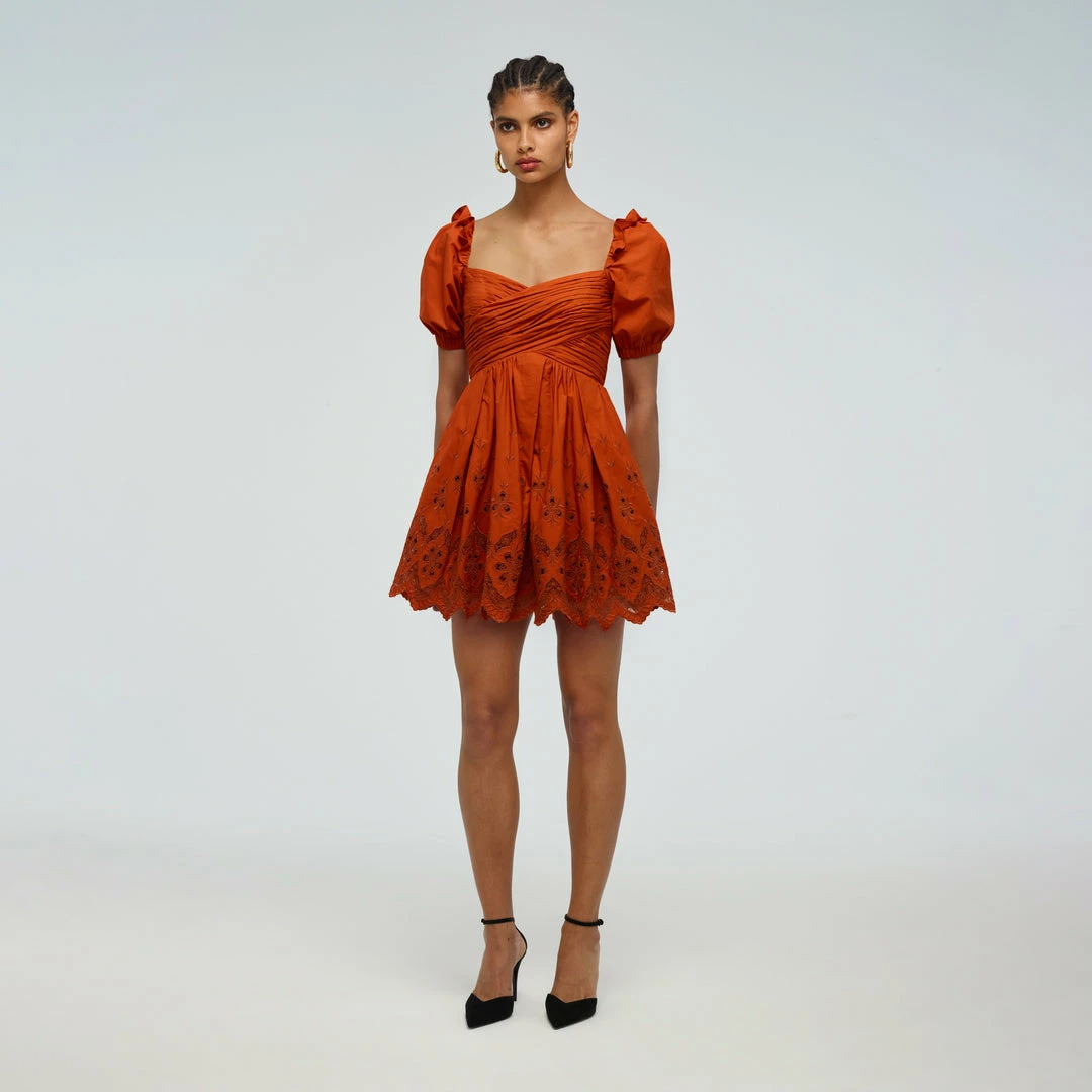 Self-portrait READY TO WEAR Floral Broderie Mini Dress