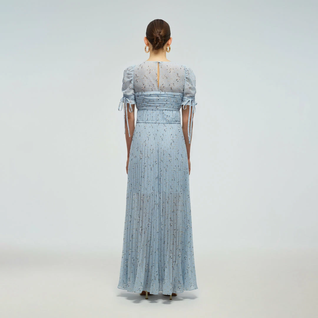 Self-portrait Metallic Floral Tie Detail Maxi Dress