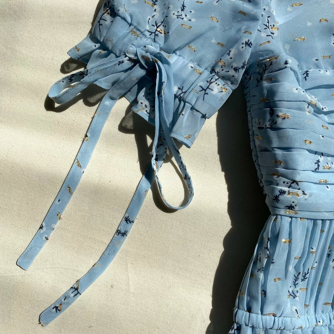 Self-portrait Metallic Floral Tie Detail Maxi Dress