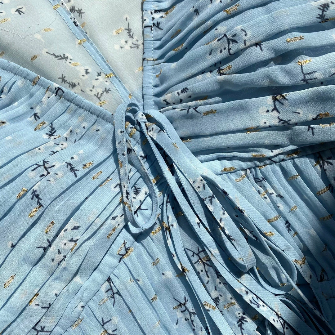 Self-portrait Metallic Floral Tie Detail Maxi Dress