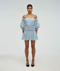 Self-portrait Metallic Floral Off-Shoulder Mini Dress