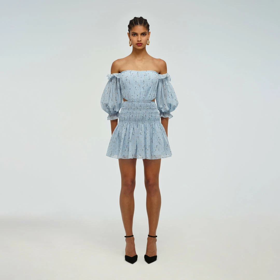 Self-portrait Metallic Floral Off-Shoulder Mini Dress