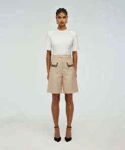 Self-portrait Textured Boucle Shorts READY TO WEAR
