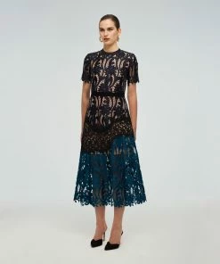 Self-portrait READY TO WEAR Prairie Guipure Midi Dress