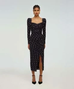 Self-portrait READY TO WEAR Long Sleeve Polka Dot Dress