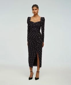 Self-portrait READY TO WEAR Long Sleeve Polka Dot Dress