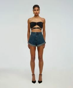 Self-portrait Black Tie Detail Bandeau Top Swim & Resort