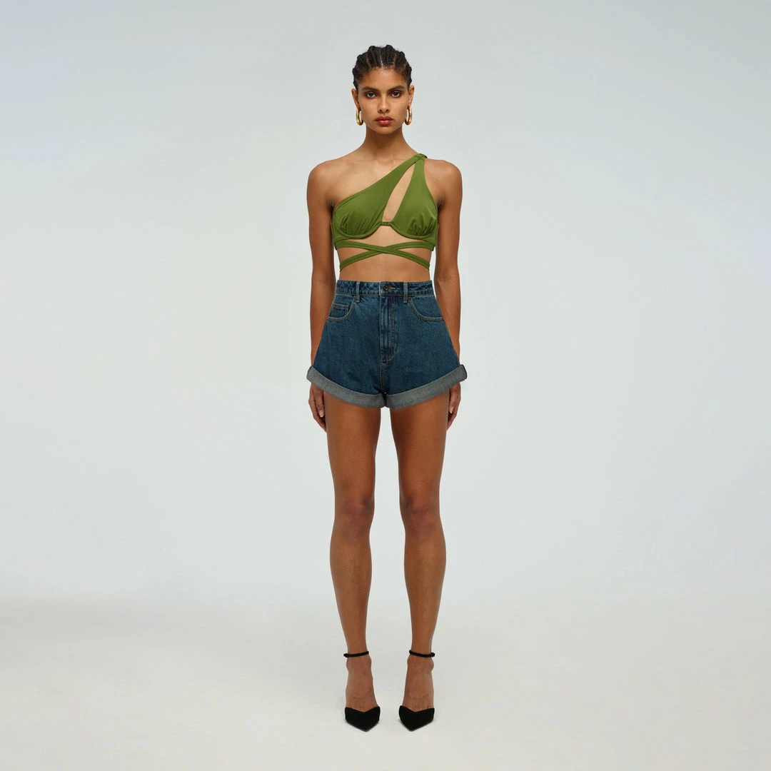 Self-portrait Green Tie Detail Bikini Top Swim & Resort