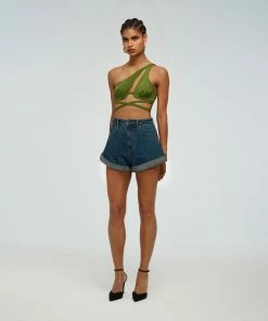 Self-portrait Green Tie Detail Bikini Top Swim & Resort