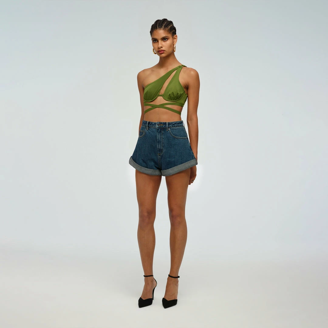 Self-portrait Green Tie Detail Bikini Top Swim & Resort