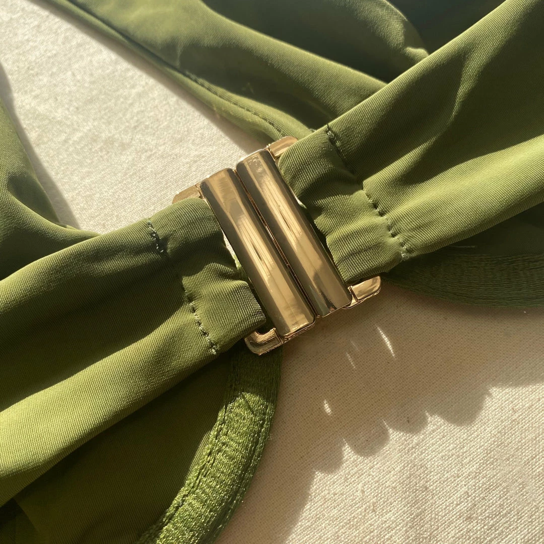 Self-portrait Green Tie Detail Bikini Top Swim & Resort