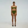 Self-portrait Green Ruched High Waisted Brief Swim & Resort