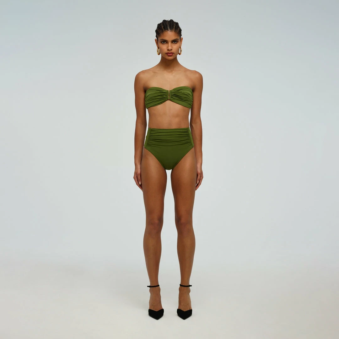 Self-portrait Green Ruched High Waisted Brief Swim & Resort