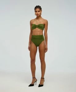 Self-portrait Green Ruched High Waisted Brief Swim & Resort