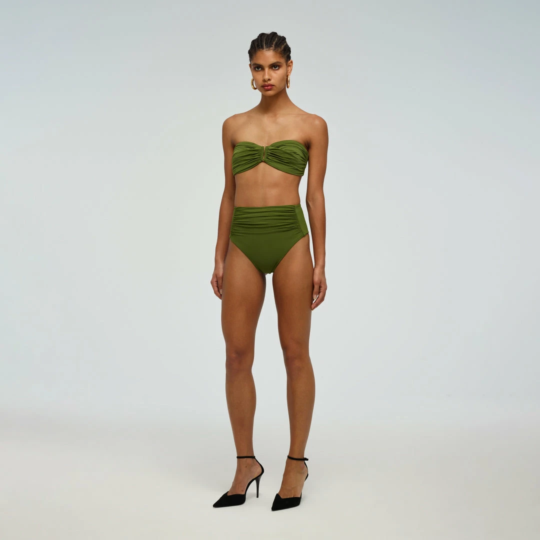Self-portrait Green Ruched High Waisted Brief Swim & Resort