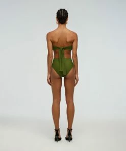 Self-portrait Green Ruched High Waisted Brief Swim & Resort
