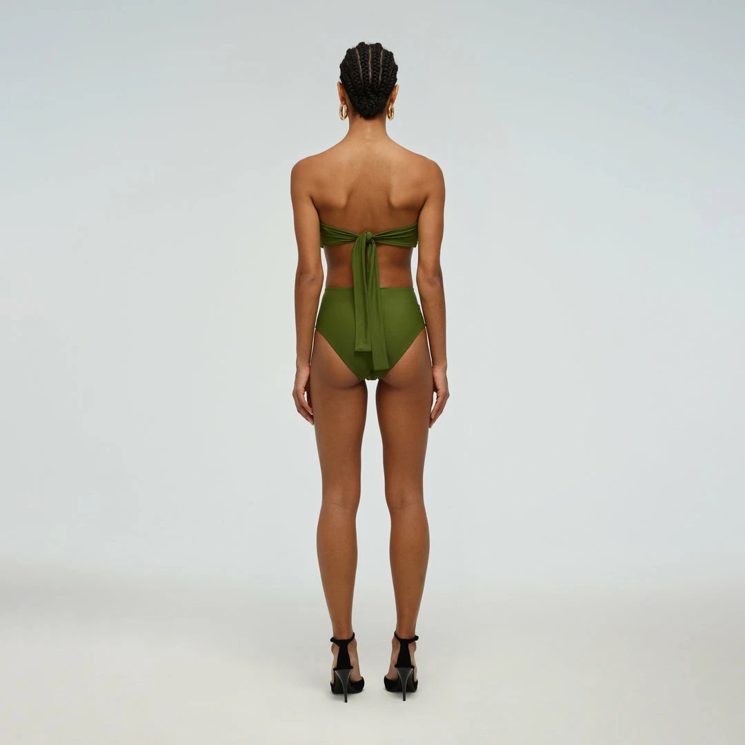 Self-portrait Green Ruched High Waisted Brief Swim & Resort