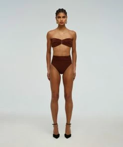 Self-portrait Brown Ruched High Waisted Brief