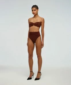 Self-portrait Brown Ruched High Waisted Brief