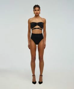 Self-portrait Swim & Resort Black Ruched High Waisted Brief