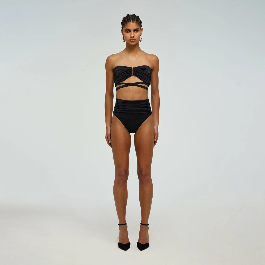Self-portrait Swim & Resort Black Ruched High Waisted Brief