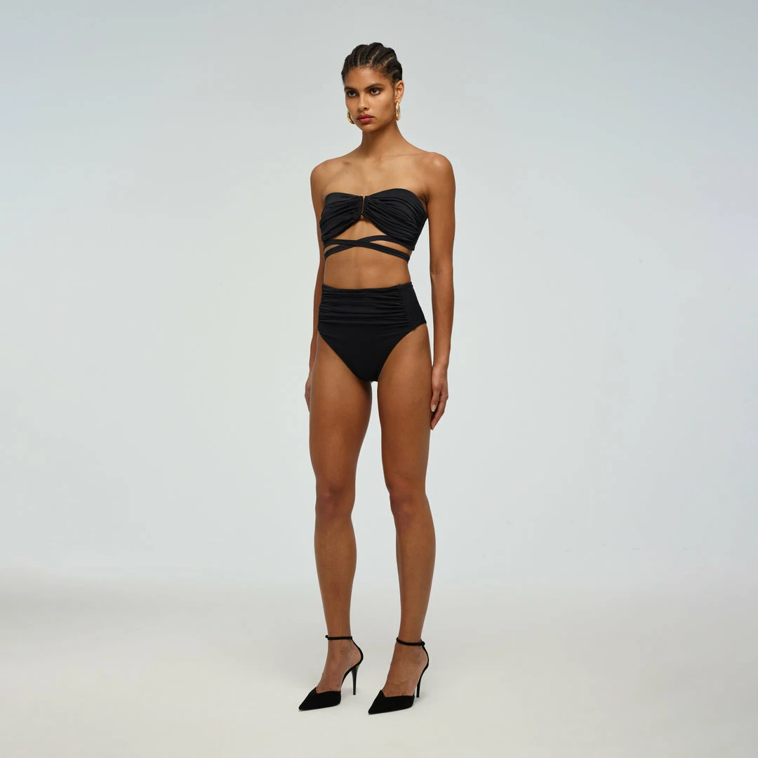 Self-portrait Swim & Resort Black Ruched High Waisted Brief