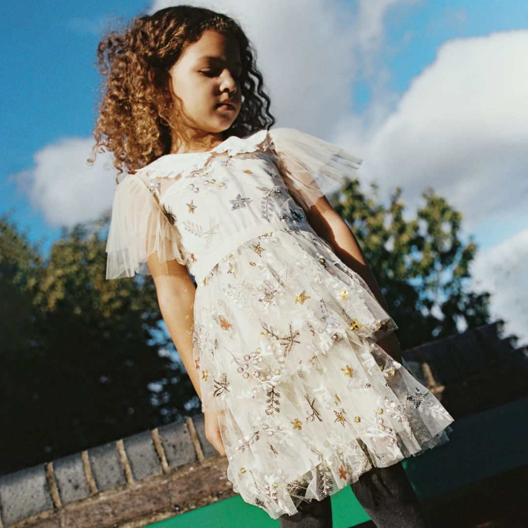 Self-portrait Star Mesh Mini Dress KIDS