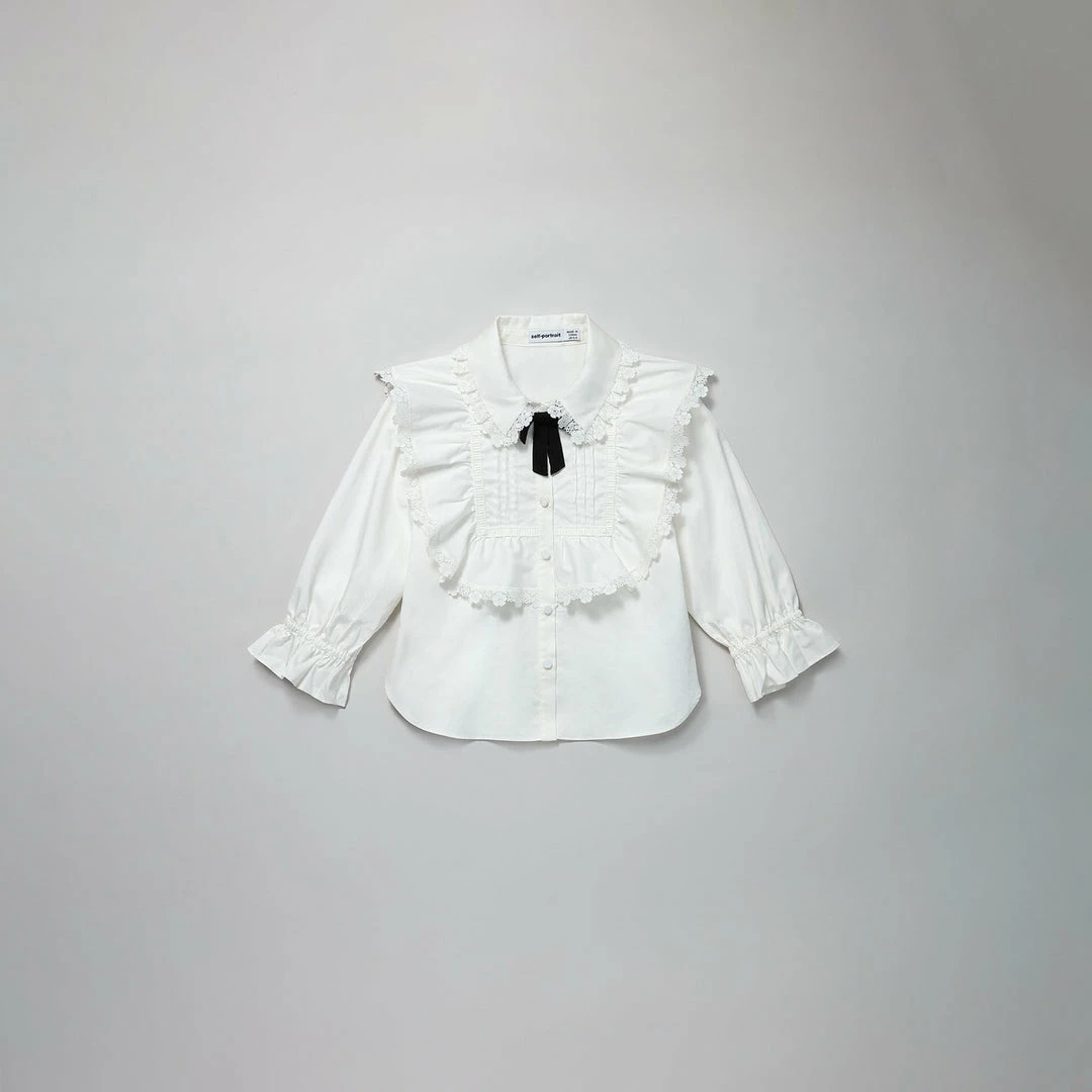 Self-portrait White Cotton Poplin Ruffle Shirt