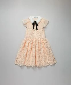 Self-portrait KIDS Chiffon Yoke Guipure Lace Dress