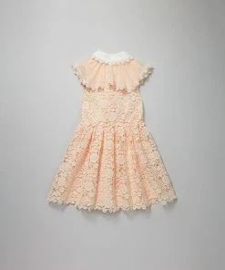 Self-portrait KIDS Chiffon Yoke Guipure Lace Dress