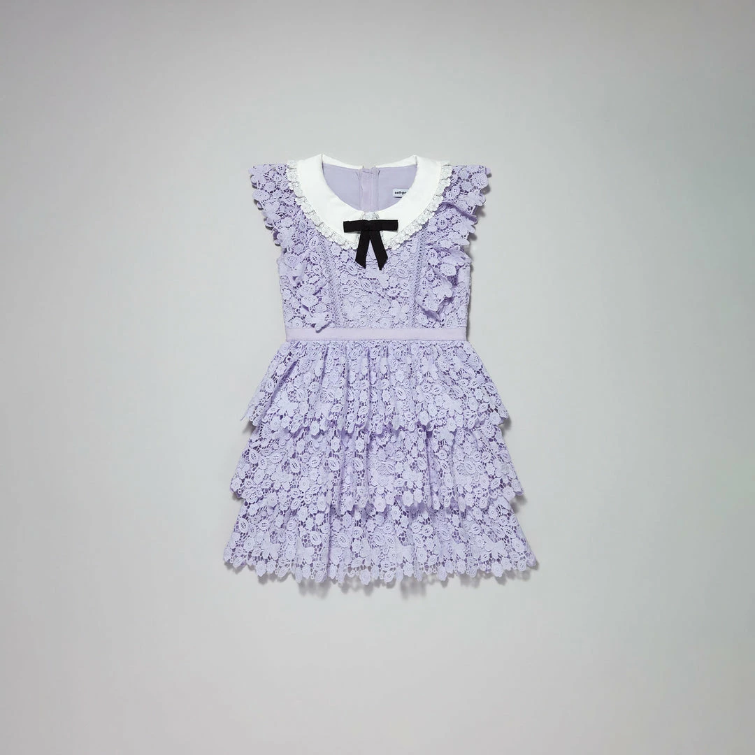 Self-portrait Lilac Guipure Lace Dress