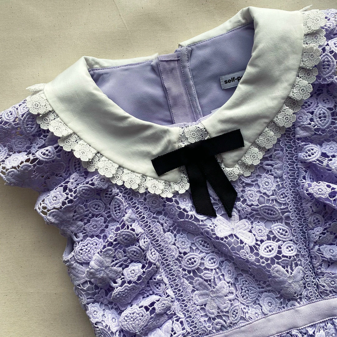 Self-portrait Lilac Guipure Lace Dress