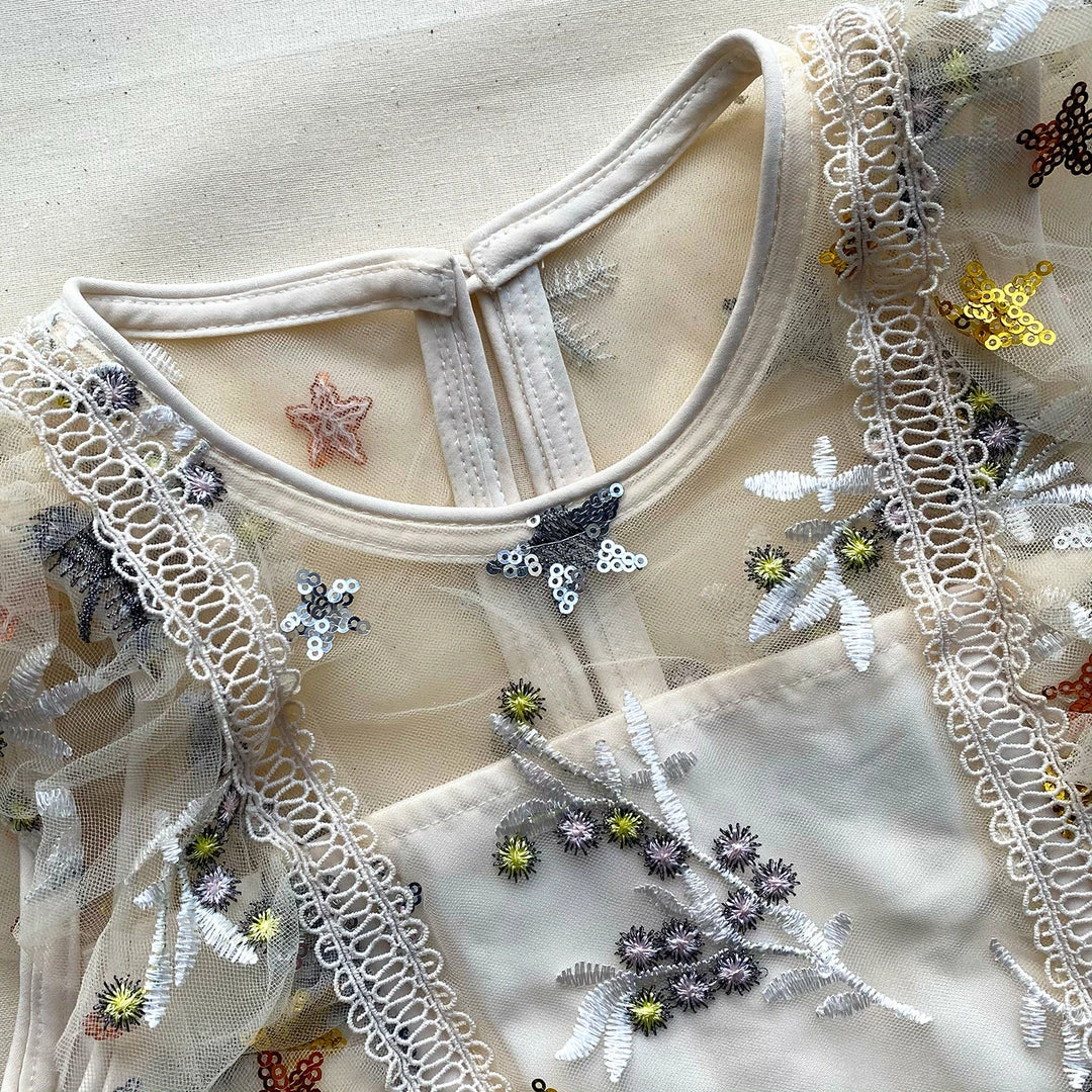 Self-portrait Star Mesh Ruffle Frill Dress