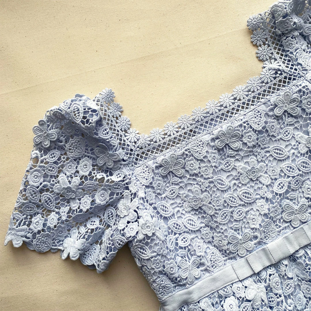 Self-portrait Blue Guipure Lace Dress