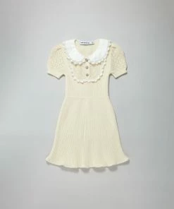 Self-portrait Ivory Pointelle Knit Dress KIDS