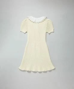 Self-portrait Ivory Pointelle Knit Dress KIDS