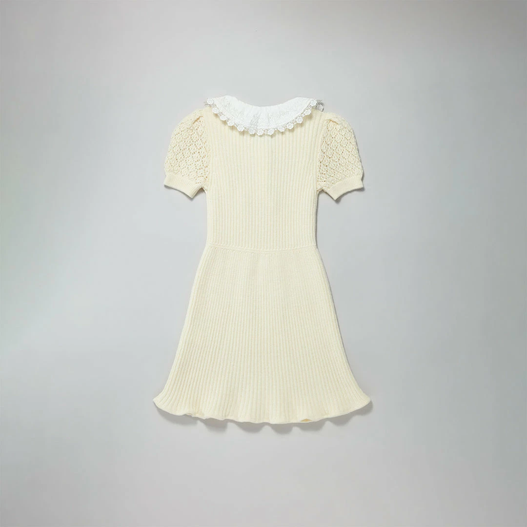 Self-portrait Ivory Pointelle Knit Dress KIDS