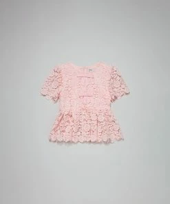Self-portrait Pink Guipure Lace Top KIDS