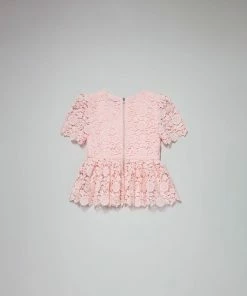 Self-portrait Pink Guipure Lace Top KIDS