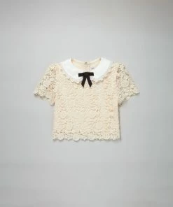Self-portrait Ivory Guipure Lace Top KIDS