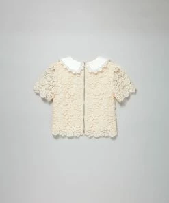 Self-portrait Ivory Guipure Lace Top KIDS