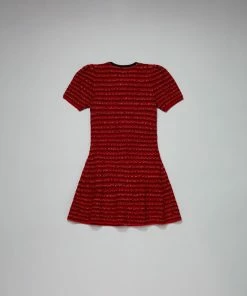Self-portrait Red Melange Contrast Trim Knit Dress KIDS