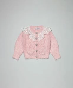 Self-portrait KIDS Fluffy Cable Knit Cardigan