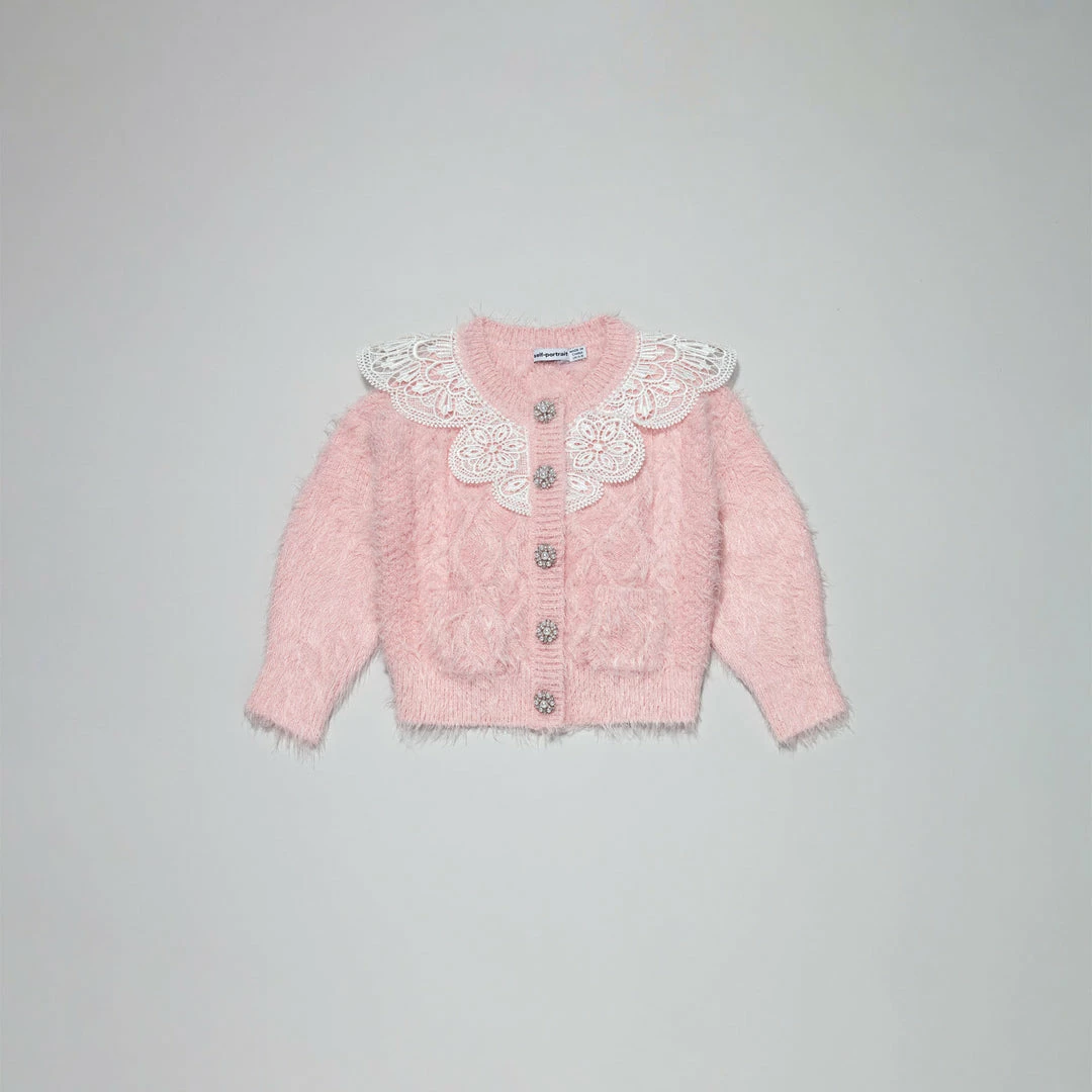 Self-portrait KIDS Fluffy Cable Knit Cardigan