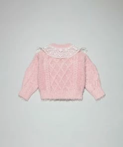 Self-portrait KIDS Fluffy Cable Knit Cardigan